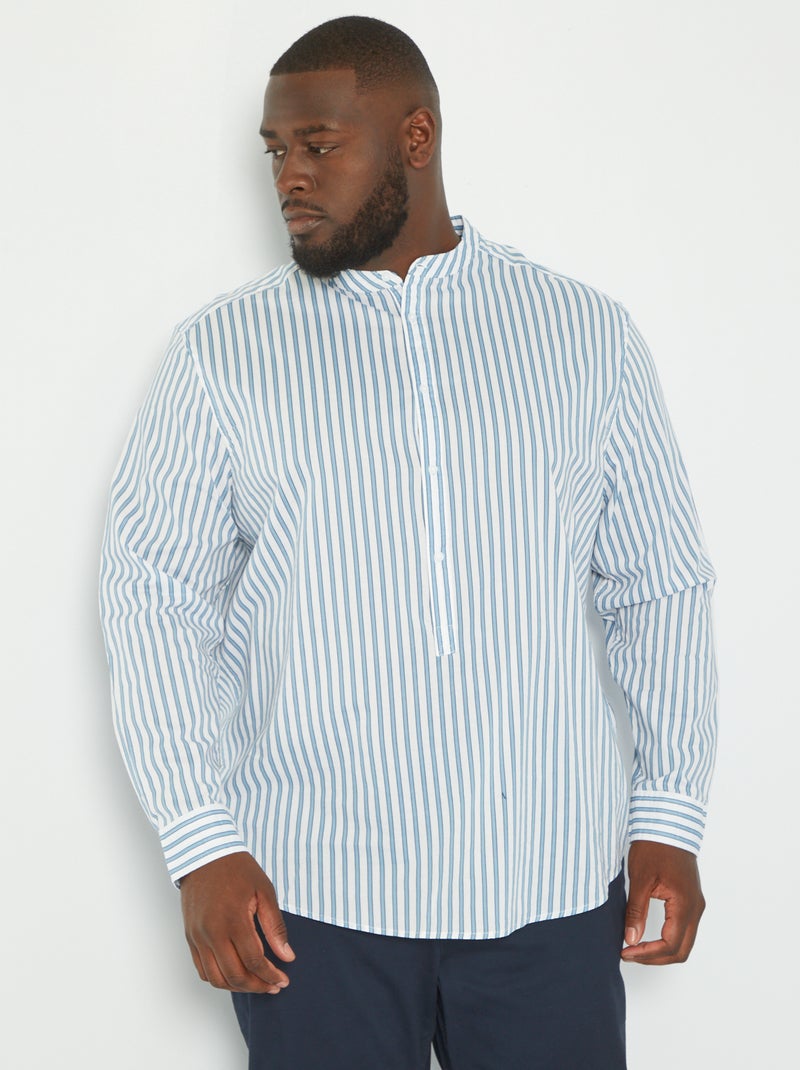 Camisa de algodón con cuello mao BLANCO - Kiabi