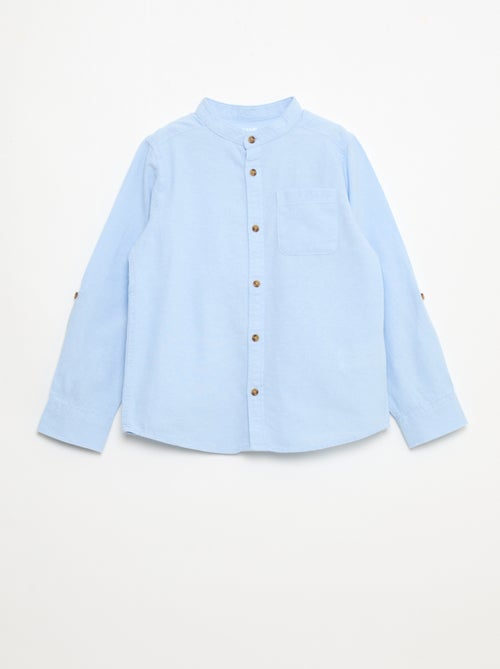 Camisa de algodón con cuello mao para hombre - Kiabi Camisa de algodón con cuello mao para hombre - Kiabi