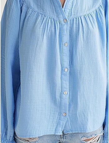 Camisa de algodón con cuello mao y botones mixray