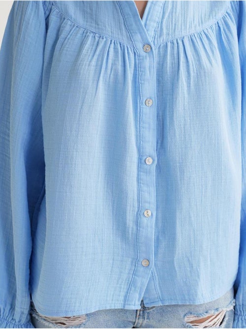 Camisa de algodón con cuello mao y botones mixray - Kiabi Camisa de algodón con cuello mao y botones mixray - Kiabi