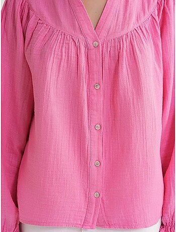 Camisa de algodón con cuello mao y botones mixray