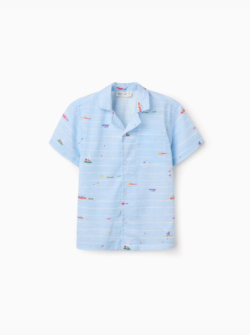 Camisa de algodón con estampado Carolina Celas x Zippy Azul claro - Kiabi