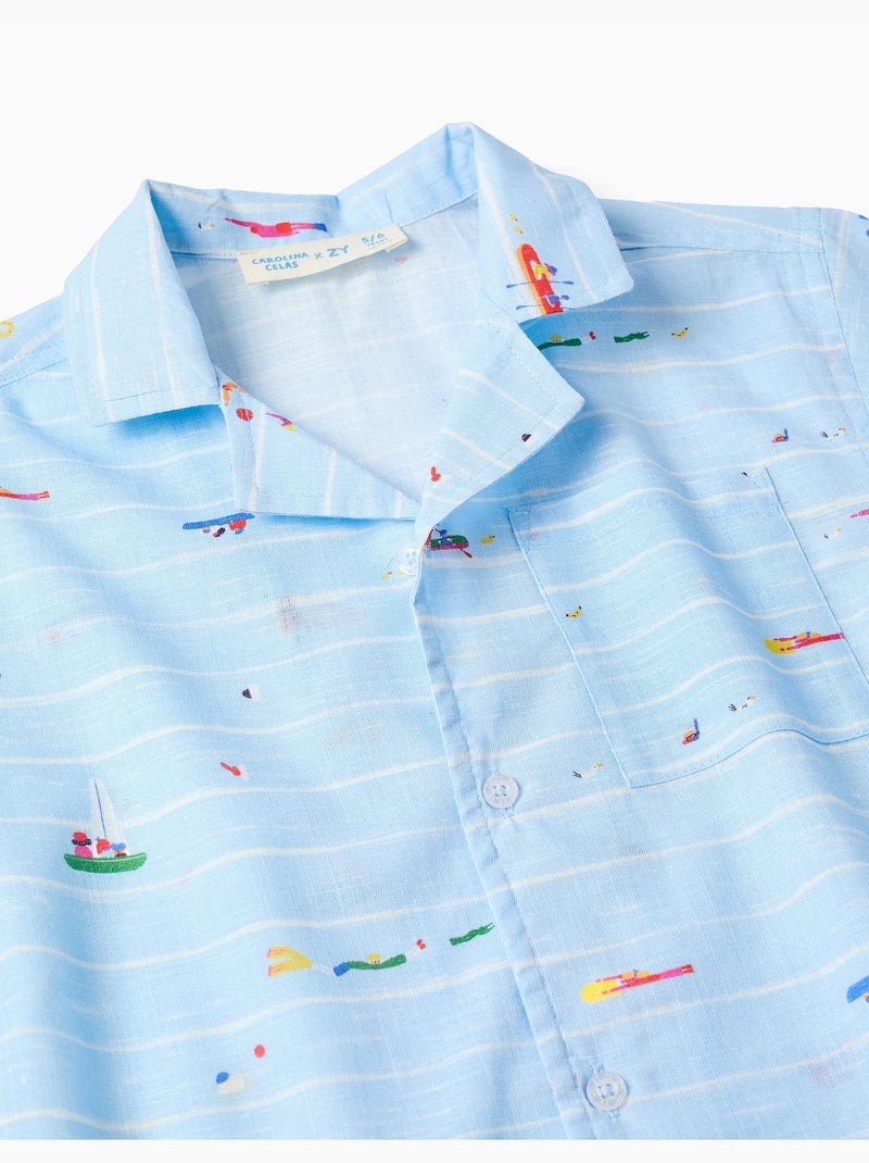 Camisa de algodón con estampado Carolina Celas x Zippy Azul claro - Kiabi
