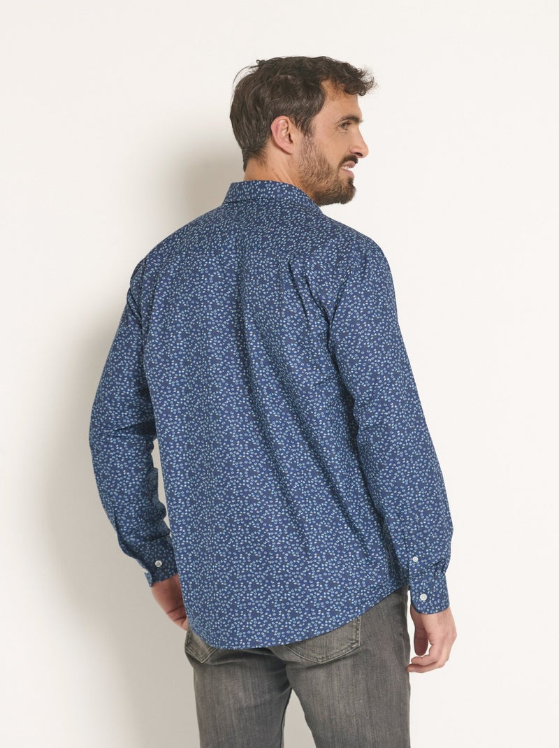 Camisa de algodón con estampado fantasía - Afibel Azul marino - Kiabi
