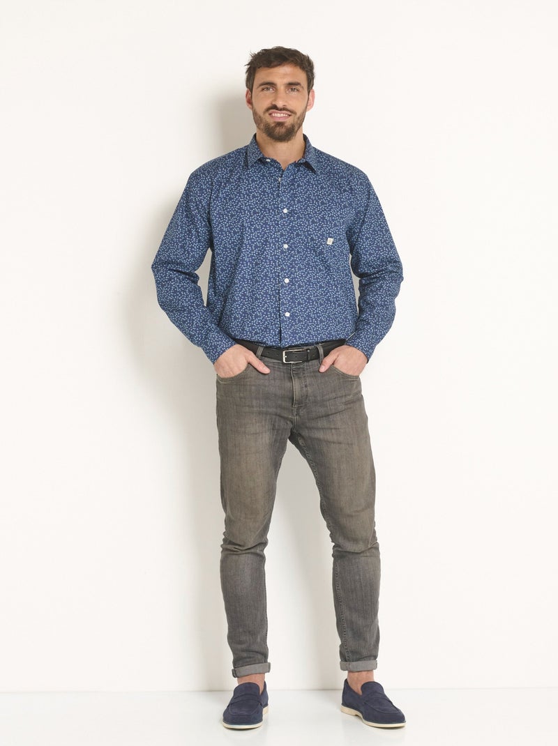 Camisa de algodón con estampado fantasía - Afibel Azul marino - Kiabi