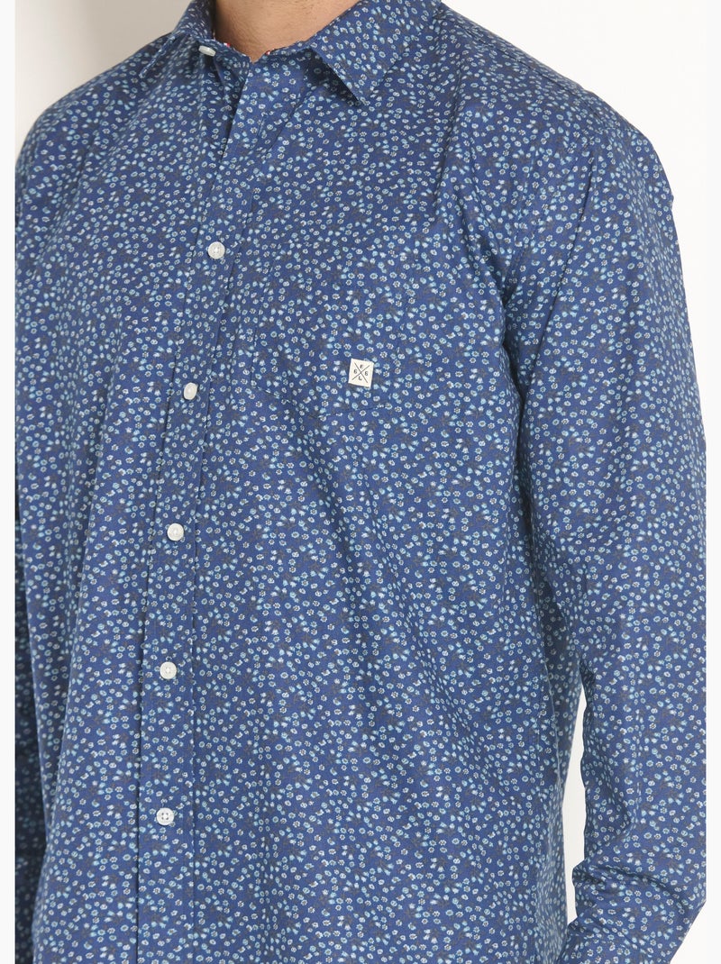 Camisa de algodón con estampado fantasía - Afibel Azul marino - Kiabi