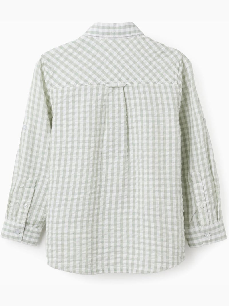 Camisa de algodón con estampado Vichy B&S Verde claro - Kiabi