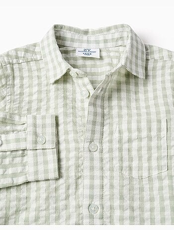 Camisa de algodón con estampado Vichy B&S