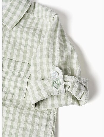 Camisa de algodón con estampado Vichy B&S