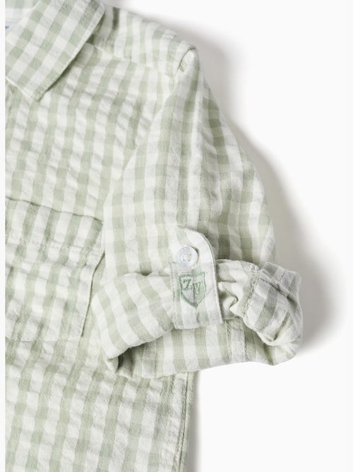 Camisa de algodón con estampado Vichy B&S - Kiabi