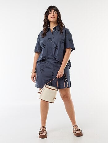 Camisa de algodón con motivos calados