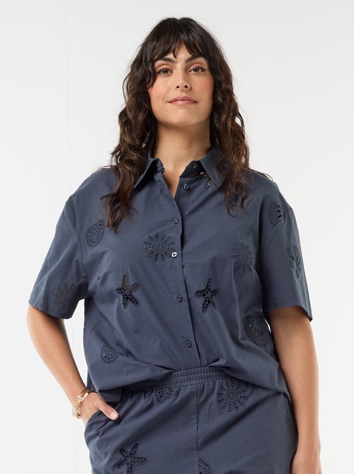 Camisa de algodón con motivos calados - Kiabi