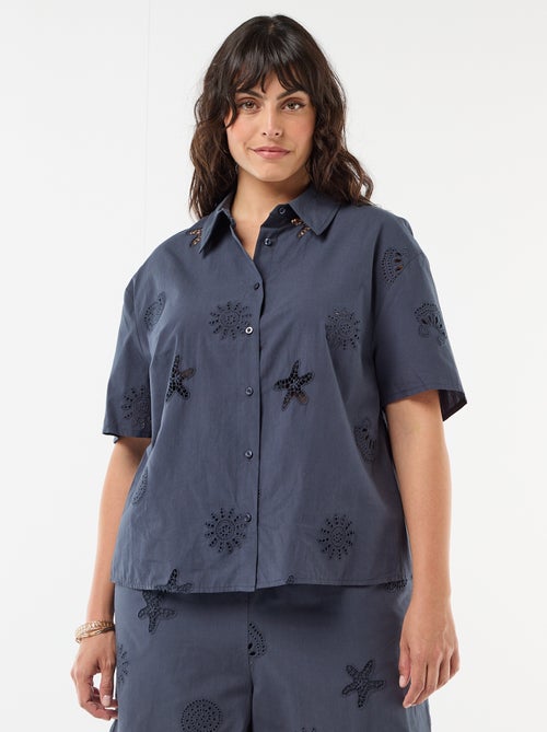 Camisa de algodón con motivos calados - Kiabi