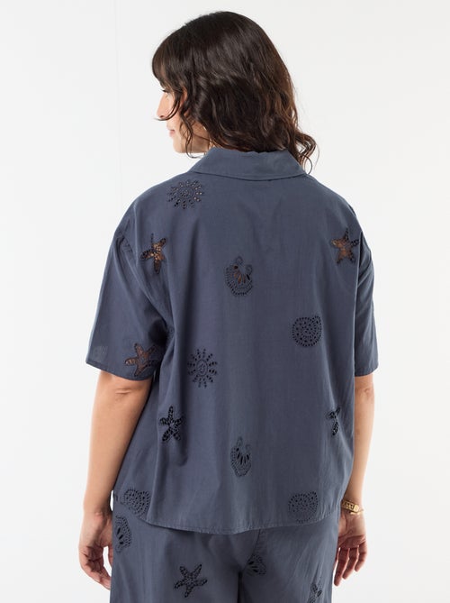 Camisa de algodón con motivos calados - Kiabi