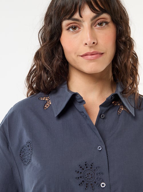 Camisa de algodón con motivos calados - Kiabi