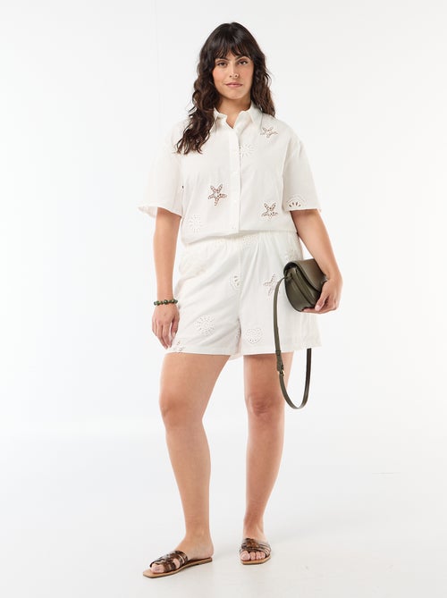 Camisa de algodón con motivos calados - Kiabi