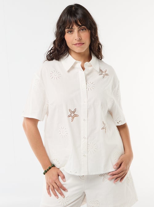 Camisa de algodón con motivos calados - Kiabi