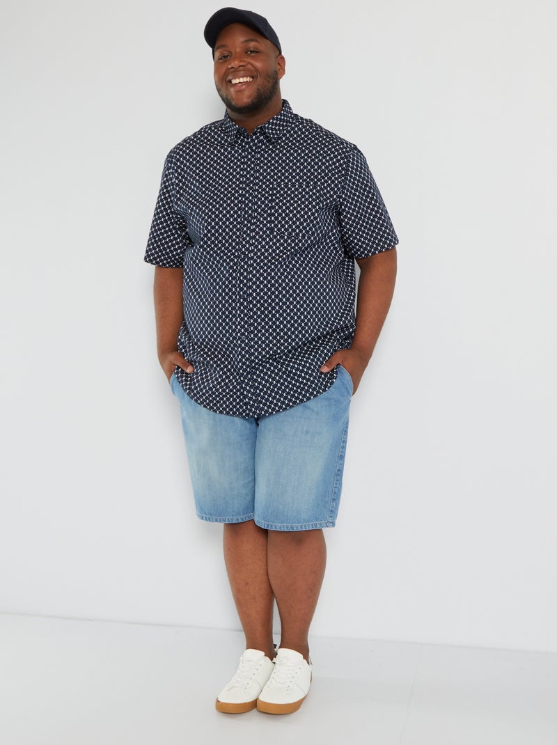 Camisa de algodón con motivos de fantasía AZUL - Kiabi