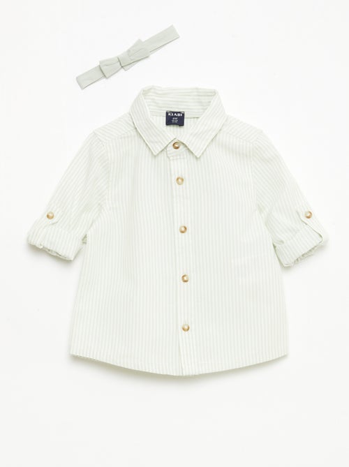 Camisa de algodón con pajarita extraíble - Kiabi