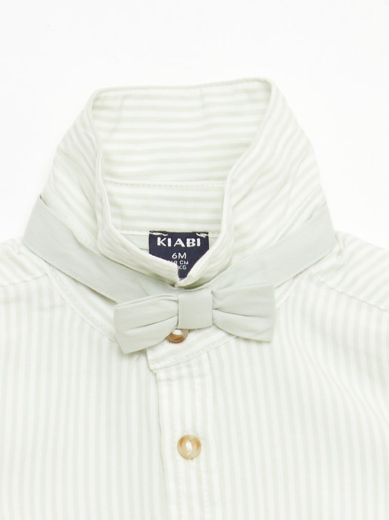 Camisa de algodón con pajarita extraíble Blanco - Kiabi