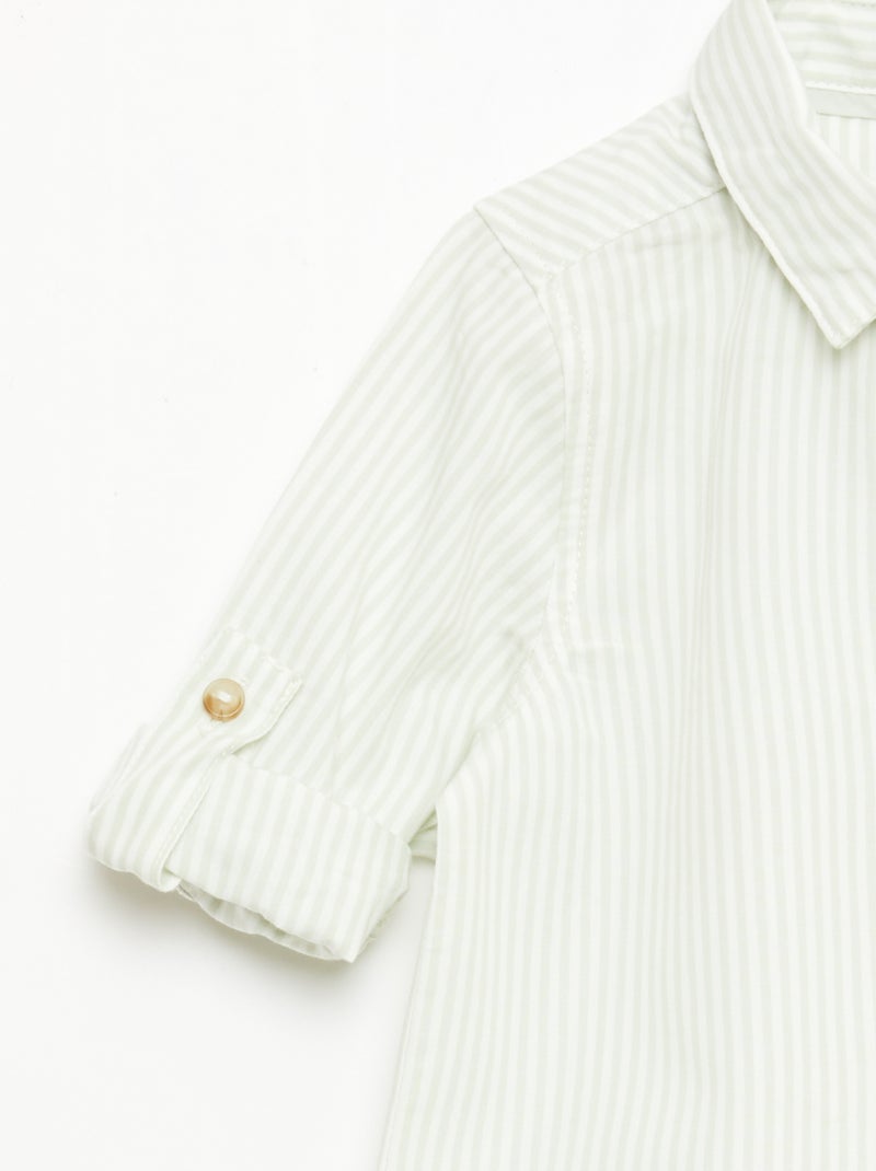 Camisa de algodón con pajarita extraíble Blanco - Kiabi