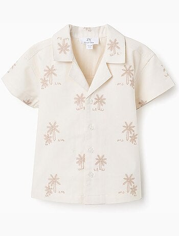 Camisa de algodón con palmeras bordadas