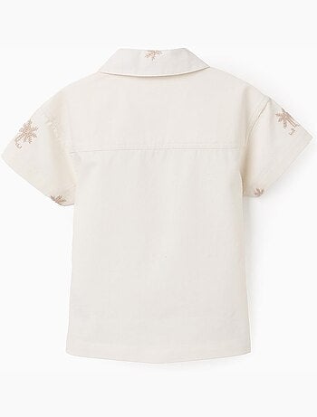 Camisa de algodón con palmeras bordadas