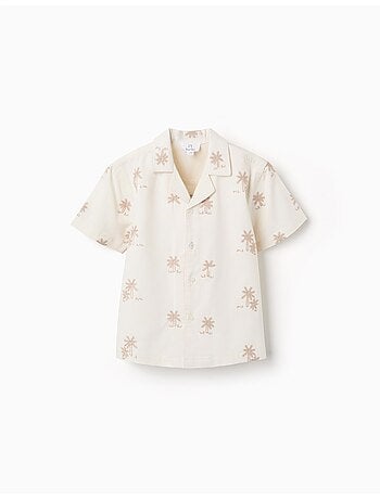 Camisa de algodón con palmeras bordadas