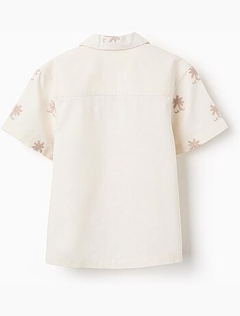 Camisa de algodón con palmeras bordadas