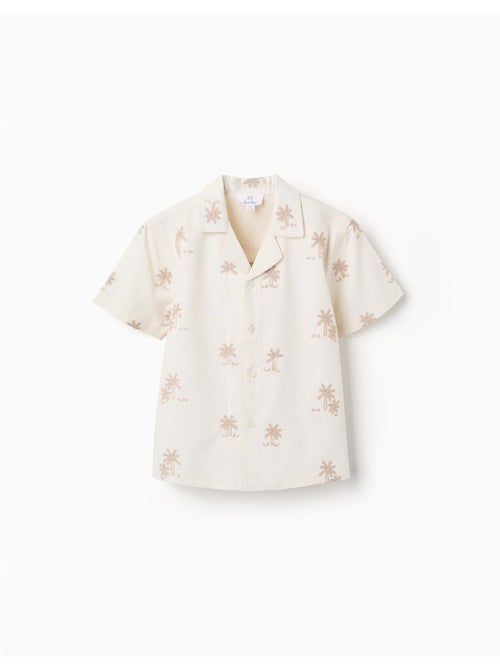 Camisa de algodón con palmeras bordadas - Kiabi