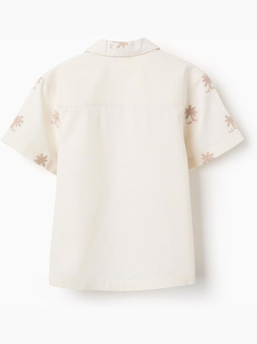 Camisa de algodón con palmeras bordadas - Kiabi