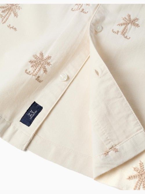 Camisa de algodón con palmeras bordadas - Kiabi