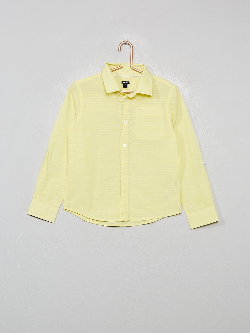 Camisa de algodón con relieve amarillo - Kiabi
