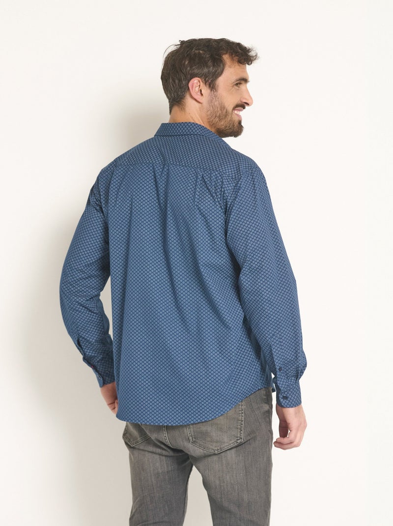 Camisa de algodón cuadros fantasía - Afibel Azul marino - Kiabi