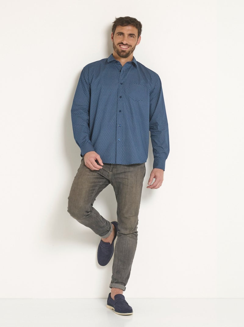 Camisa de algodón cuadros fantasía - Afibel Azul marino - Kiabi