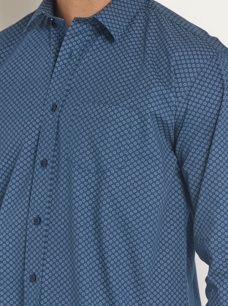 Camisa de algodón cuadros fantasía - Afibel Azul marino - Kiabi