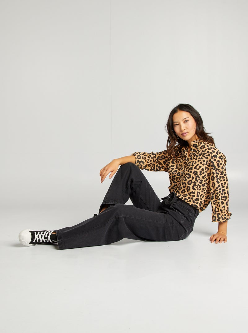 Camisa de algodón de leopardo MARRON - Kiabi