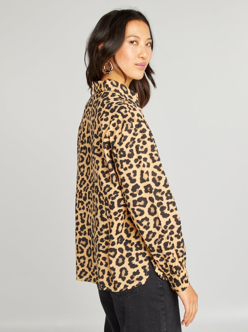 Camisa de algodón de leopardo MARRON - Kiabi