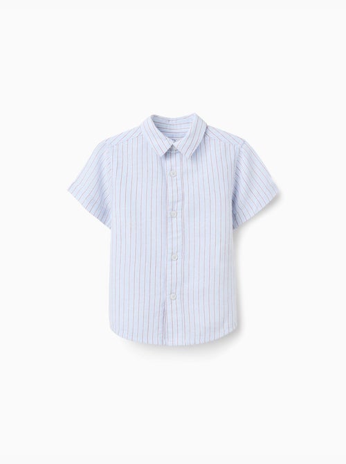 Camisa de algodón de manga corta a rayas - Kiabi