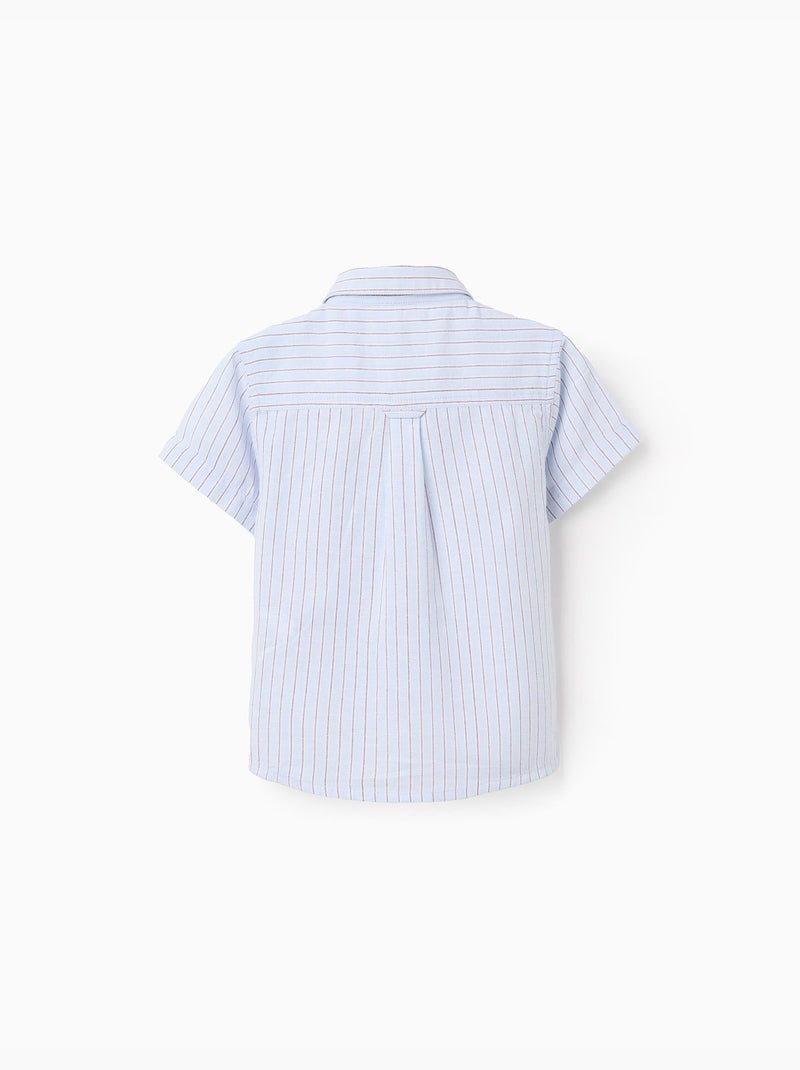 Camisa de algodón de manga corta a rayas Rojo oscuro - Kiabi