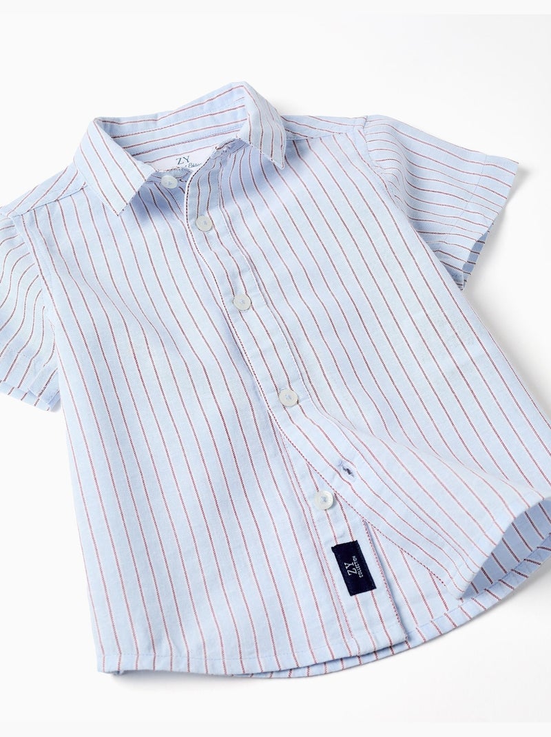Camisa de algodón de manga corta a rayas Rojo oscuro - Kiabi
