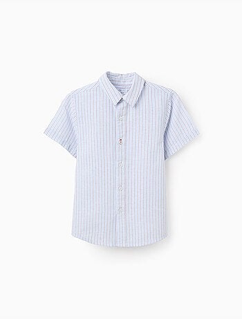 Camisa de algodón de manga corta a rayas
