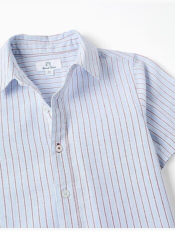 Camisa de algodón de manga corta a rayas