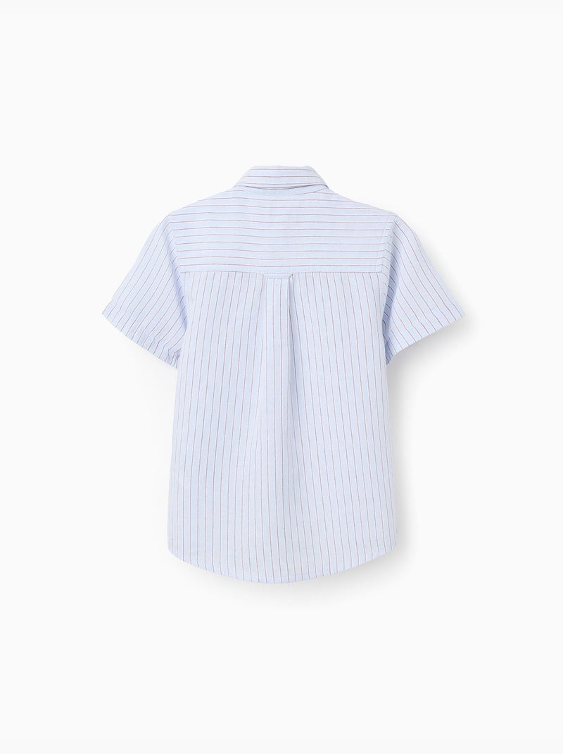 Camisa de algodón de manga corta a rayas Rojo oscuro - Kiabi