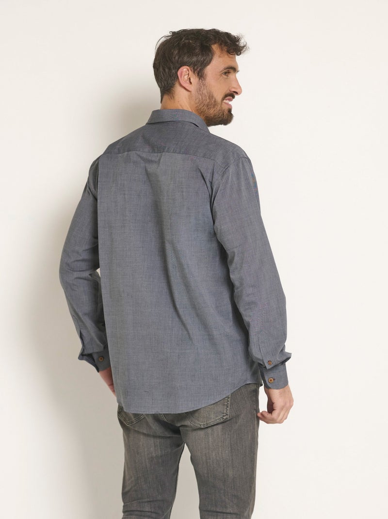 Camisa de algodón de manga larga - Afibel Gris - Kiabi