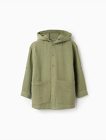 Camisa de algodón de manga larga con capucha