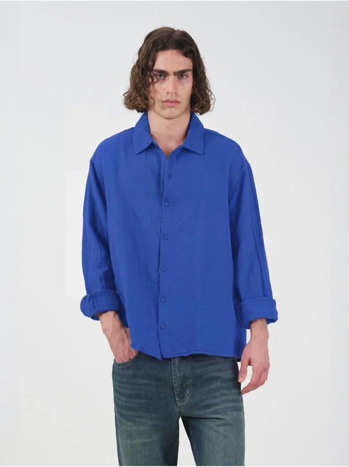 Camisa de algodón de manga larga de ajuste holgado giesto - Kiabi Camisa de algodón de manga larga de ajuste holgado giesto - Kiabi