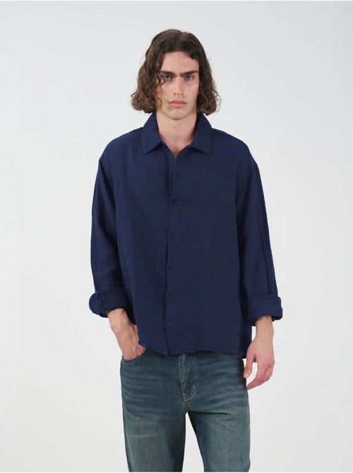 Camisa de algodón de manga larga de ajuste relajado giesto - Kiabi Camisa de algodón de manga larga de ajuste relajado giesto - Kiabi
