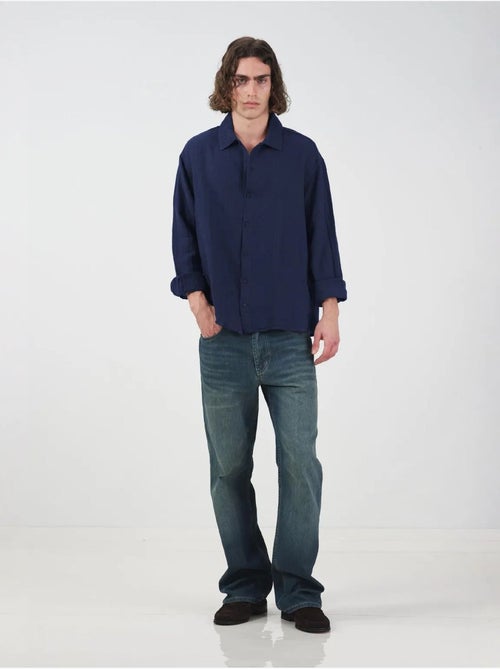 Camisa de algodón de manga larga de ajuste relajado giesto - Kiabi Camisa de algodón de manga larga de ajuste relajado giesto - Kiabi