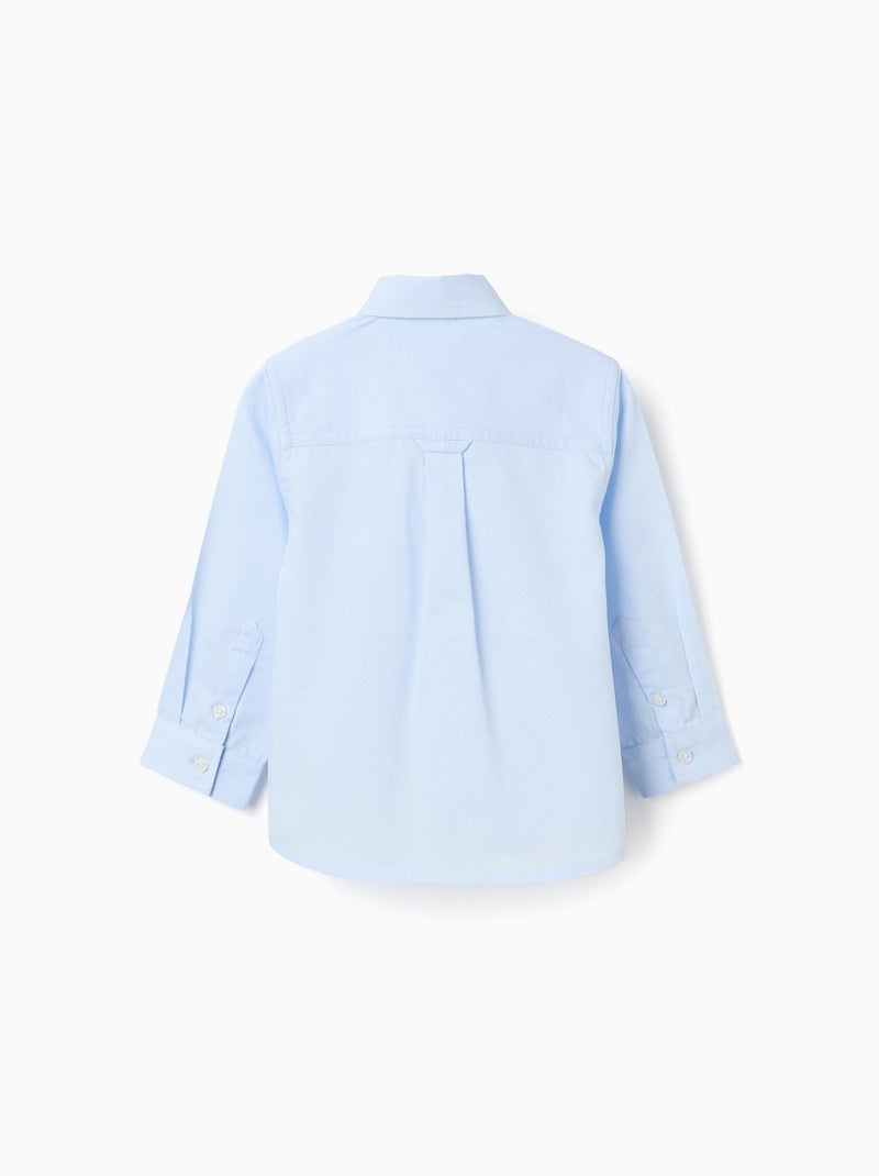 Camisa de algodón dobby de manga larga Azul claro - Kiabi